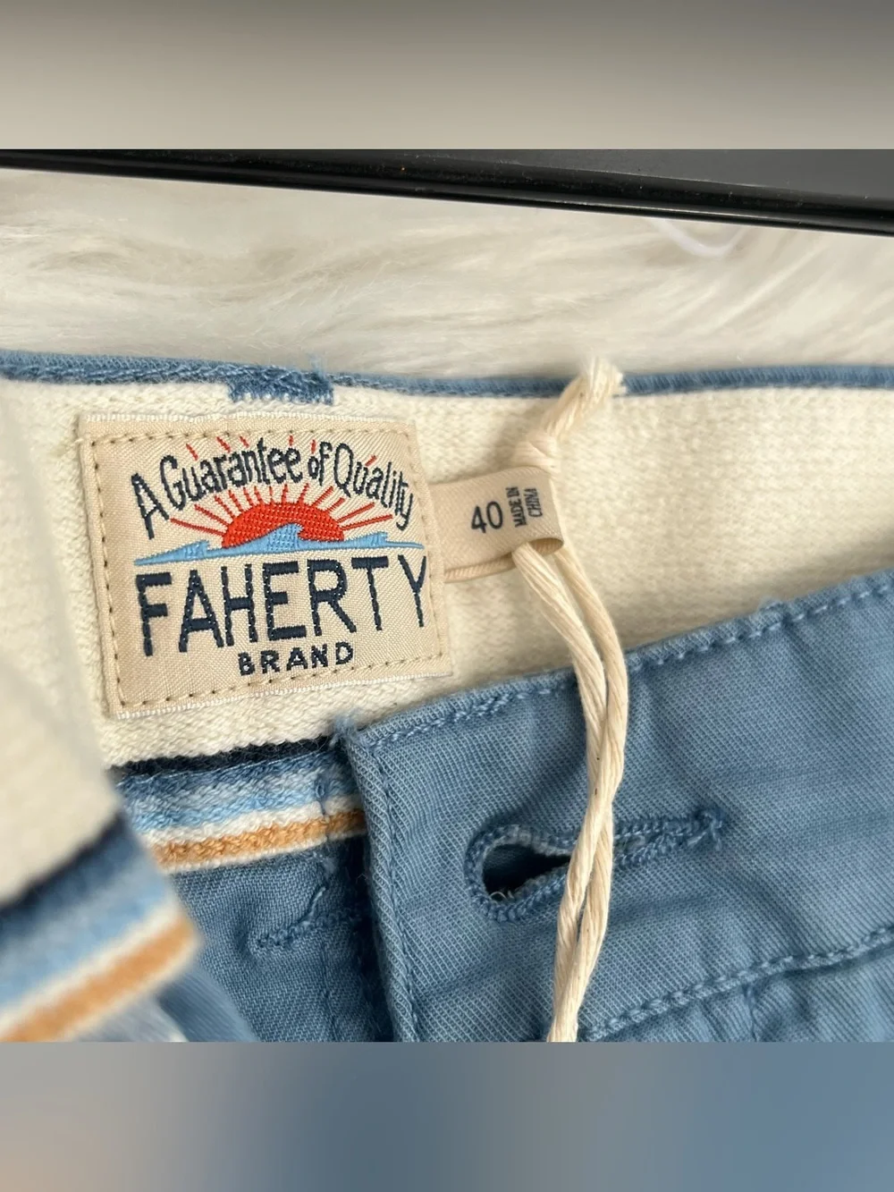 New Faherty Island LIfe Shorts Organic Cotton Size Men's 40 Blue Chino Preppy 8